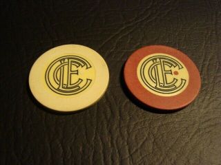 Circa 1915 Lecc Crest & Seal Poker Chip Pairing