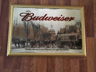 2006 Budweiser Clydesdales After Prohibition Mirror In Gold Frame 36” X 24”