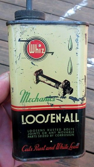 Vintage French Whiz 8 Ounce Loosen - All Oil Can Lead Spout Household Oil Can