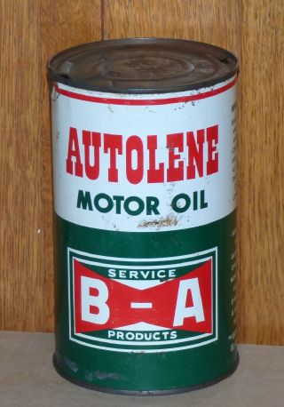 Canadian Ba British American Autolene 1 Imp.  Qt Motor Oil Tin Can