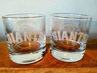 Set Of 2 San Fransico Giants Rock Whiskey Glasses From Jack Daniels Old No.  7