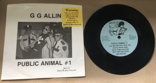 1987 Gg Allin “public Animal 1” 7” Vinyl Punk Rock 1st Press Jabbers Antiseen