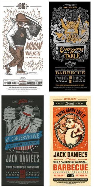 Jack Daniels 4 Rare World Championship Barbecue Invitational Posters 2015 - 2018