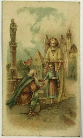 Religious Prayer To Guardian Angel With Approval Of Bishop Victorian Trade Card