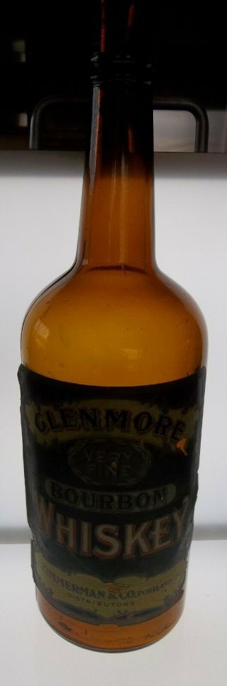 Glenmore Bourbon Whiskey Bottle w/ Paper Label from Portland,  Oregon 4