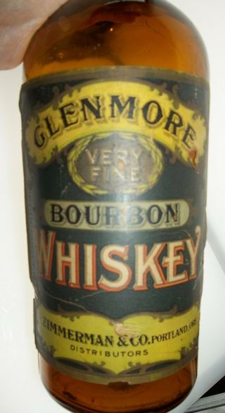 Glenmore Bourbon Whiskey Bottle w/ Paper Label from Portland,  Oregon 6