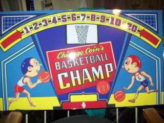 Basketball Champ By Chicago Coin Backglass.  Is Available