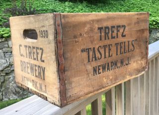 Rare 1930 Trefz Beer Brewery Wooden Case Newark Nj Prohibition Era Advertising