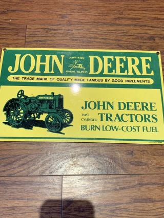John Deere Advertising Sign,  Heavy Porcelain,  1995 By Ande Rooney Man Cave