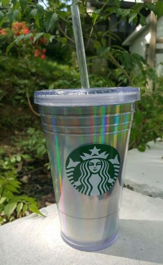 Starbucks Grande Iridescent Double Walled Acrylic Cold Cup Tumbler 16 Oz