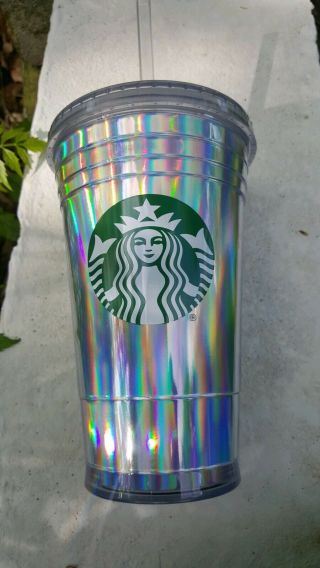 Starbucks Grande Iridescent Double Walled Acrylic Cold Cup Tumbler 16 oz 2