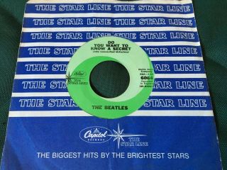 Rare Beatles Green Star Line 45 & Sleeve Do You Want To Know A Secret Thank You