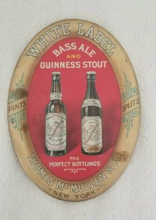 Pre - Prohibition Advertising Tip Tray - White Label Bass Ale & Guiness Stout Beer