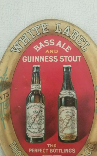 Pre - prohibition ADVERTISING TIP TRAY - WHITE LABEL BASS ALE & GUINESS STOUT BEER 3