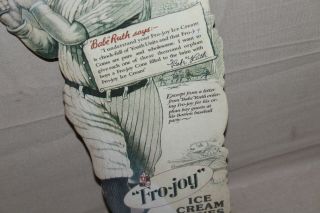 RARE 1930 ' s BABE RUTH FRO - JOY ICE CREAM CONES SIGN GENERAL STORE BASEBALL GAS 4