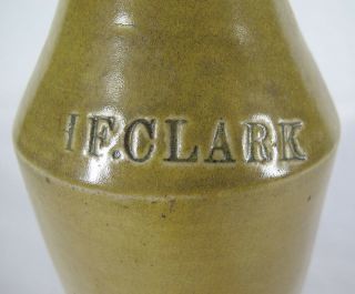 Antique C.  1850 Pre Prohibition Stoneware Beer Bottle Incised I.  F.  Clark Yqz