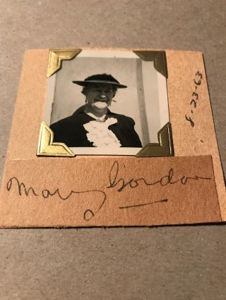 Mary Gordon Autograph,  3”x3” Candid Display,  “bride Of Frankenstein” 1935