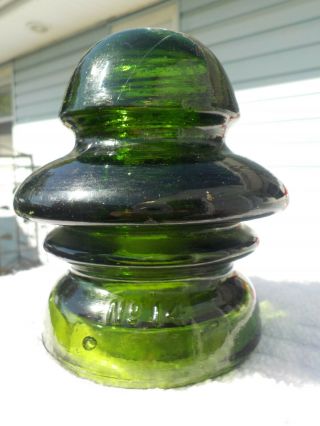 Deep Yellow Green Cd 202 No 14 With Blot Outs Glass Insulator