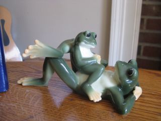 Franz Signed Porcelain Figurine Amphibian Father Frog & Son Fz00624 Nib 2004