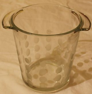 Vintage Mid Century Crystal Glass Frosted Polka Dot Ice Bucket 2 1/2 Quart