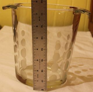 VINTAGE MID CENTURY CRYSTAL GLASS FROSTED POLKA DOT ICE BUCKET 2 1/2 QUART 2