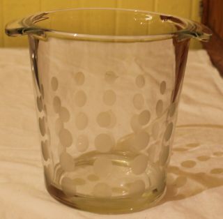 VINTAGE MID CENTURY CRYSTAL GLASS FROSTED POLKA DOT ICE BUCKET 2 1/2 QUART 3