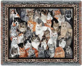 Throw Tapestry Afghan - Purrfect Cats 1213
