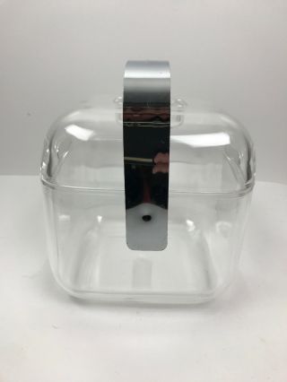 Guzzini Modernist Italian Lucite Ice Bucket,  Liner Italy Ambrogio Pozzi Vintage 3