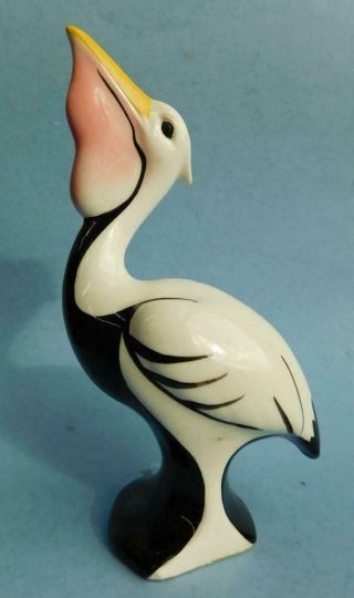 Art Deco Mid Century Pottery Pelican Bird Figurine Japan C1950s?
