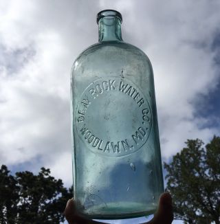 Blown Spring Water Bottle Gray Rock Water Woodlawn Md Baltimore County Rare Aqua
