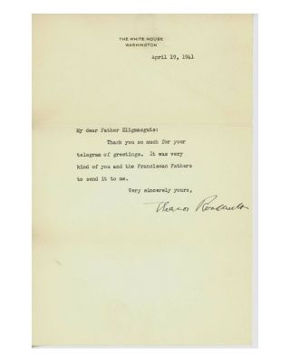 Eleanor Roosevelt Autograph Signed Letter Plus White House Thank You Card