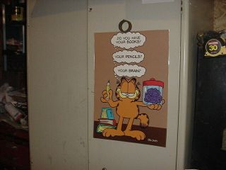 Vtg Argus Garfield Cat Laminated Poster Learning Education Teacher Books Pencils