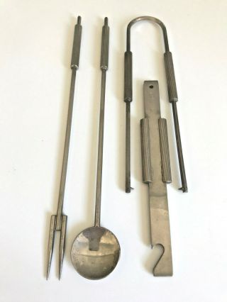 Mid - Century Modern Pm Italy Silver Plate Bar Tool Cocktail Set Art Deco Style