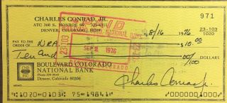 Charles “pete” Conrad Signed Check To Nra Apollo 12 Astronaut American Hero