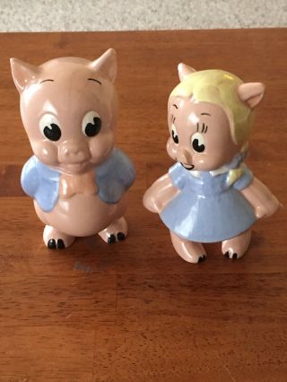 VTG Evan Shaw American Pottery Porky & Petunia Pig Figurines 8