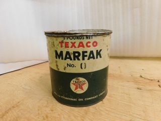 Vintage Texaco Marfak Grease 5 Pound Tin Can Oil Advertising