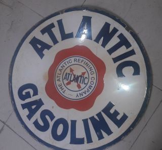 Porcelain Atlantic Gasoline Sign Size 30 " Inches 2 Sided