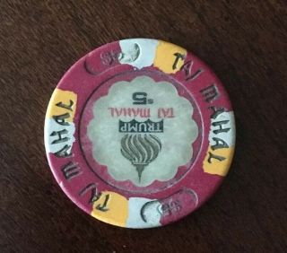 Trump Taj Mahal $5 Casino Chip Atlantic City Jersey 2