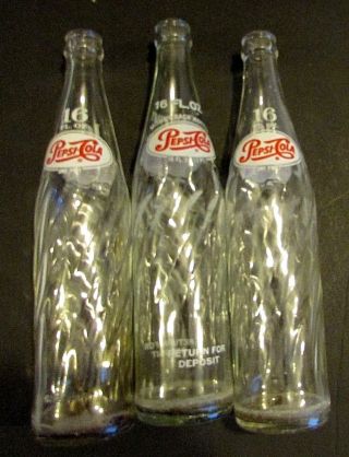 3 Old 1960 ' s Return Deposit 16 oz 1 pint Pepsi Cola 11 