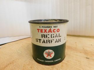 Vintage Texaco Lubricants 5 Lbs Tin Grease Can Recal Starfak