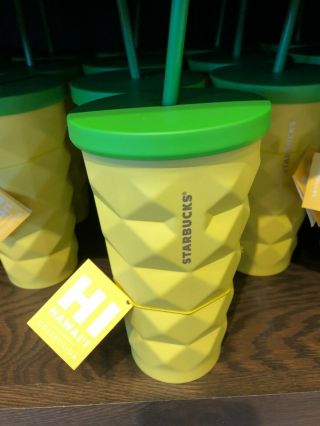 2016 Starbucks Hawaii 16oz Metal Pineapple Grande Tumbler Cold Cup