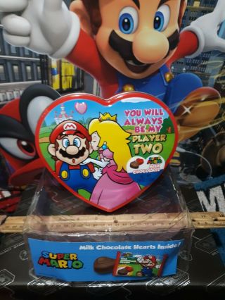 Mario Milk Chocolate Hearts Metal Heart Tin Shaped Container