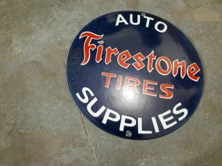 Porcelain Firestone Tires Enamel Sign Size 10 " Inch Round