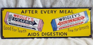 Sign Wrigley’s Doublemint Spearmint Gum 15” Porcelain Metal Gas Station