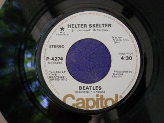 The Beatles Helter Skelter Capitol Records Promo White Label 45 Rpm.  Scarce