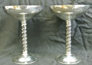Vintage Set Of 2 Silver Metal Goblet Drinking Cup
