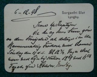 Antique Signed Card King Christian X Sorgenfri Slot Denmark 1898 Glücksburg