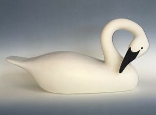 Signed Hand Carved Swan W/ Graceful Curved Neck 14 " L Decoy Nick Sapone Wanchese