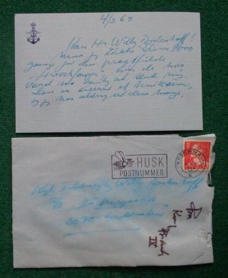 Antique Signed Card King Frederick Ix Denmark Glücksburg To Count Bodenhoff 1969