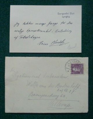 Antique Signed Letter Prince Knud Of Denmark To Count Bodenhoff Sorgenfri Slot